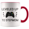 Personalized New Stepmom Gift: Leveled Up To Stepmom Coffee Mug $14.99 | Red Drinkware