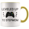 Personalized New Stepmom Gift: Leveled Up To Stepmom Coffee Mug $14.99 | Yellow Drinkware