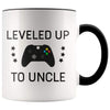Personalized New Uncle Gift: Leveled Up To Uncle Coffee Mug $14.99 | Black Drinkware