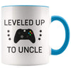 Personalized New Uncle Gift: Leveled Up To Uncle Coffee Mug $14.99 | Blue Drinkware