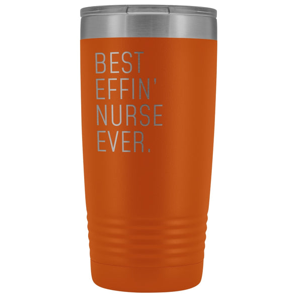 Personalized Nurse Gift: Best Effin Nurse Ever. Insulated Tumbler 20oz $29.99 | Orange Tumblers