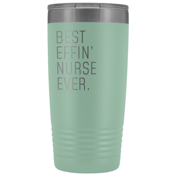 Personalized Nurse Gift: Best Effin Nurse Ever. Insulated Tumbler 20oz $29.99 | Teal Tumblers