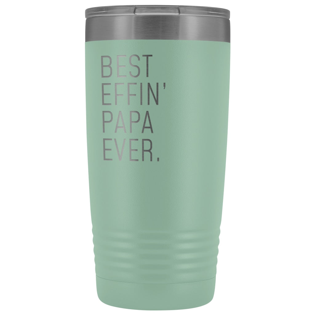 Personalized Papa Gift: Best Effin Papa Ever. Insulated Tumbler 20oz $29.99 | Teal Tumblers