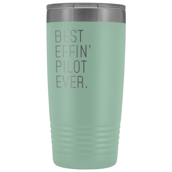 Personalized Pilot Gift: Best Effin Pilot Ever. Insulated Tumbler 20oz $29.99 | Teal Tumblers
