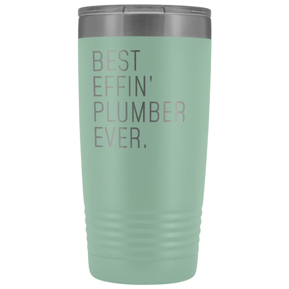 Personalized Plumber Gift: Best Effin Plumber Ever. Insulated Tumbler 20oz $29.99 | Teal Tumblers