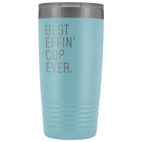 Personalized Police Officer Gift: Best Effin Cop Ever. Insulated Tumbler 20oz $29.99 | Light Blue Tumblers