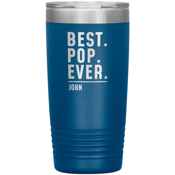 Personalized Pop Gifts Custom Name Gift for Pop Christmas Birthday Father’s Day Pop Coffee Travel Mug 20oz Tumbler $24.99 | Blue Tumblers