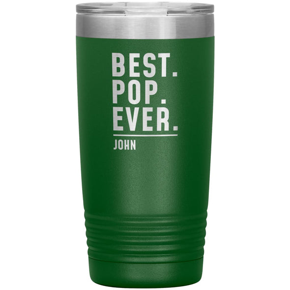 Personalized Pop Gifts Custom Name Gift for Pop Christmas Birthday Father’s Day Pop Coffee Travel Mug 20oz Tumbler $24.99 | Green Tumblers