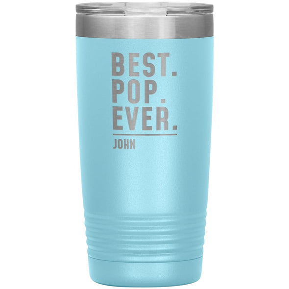 Personalized Pop Gifts Custom Name Gift for Pop Christmas Birthday Father’s Day Pop Coffee Travel Mug 20oz Tumbler $24.99 | Light Blue 
