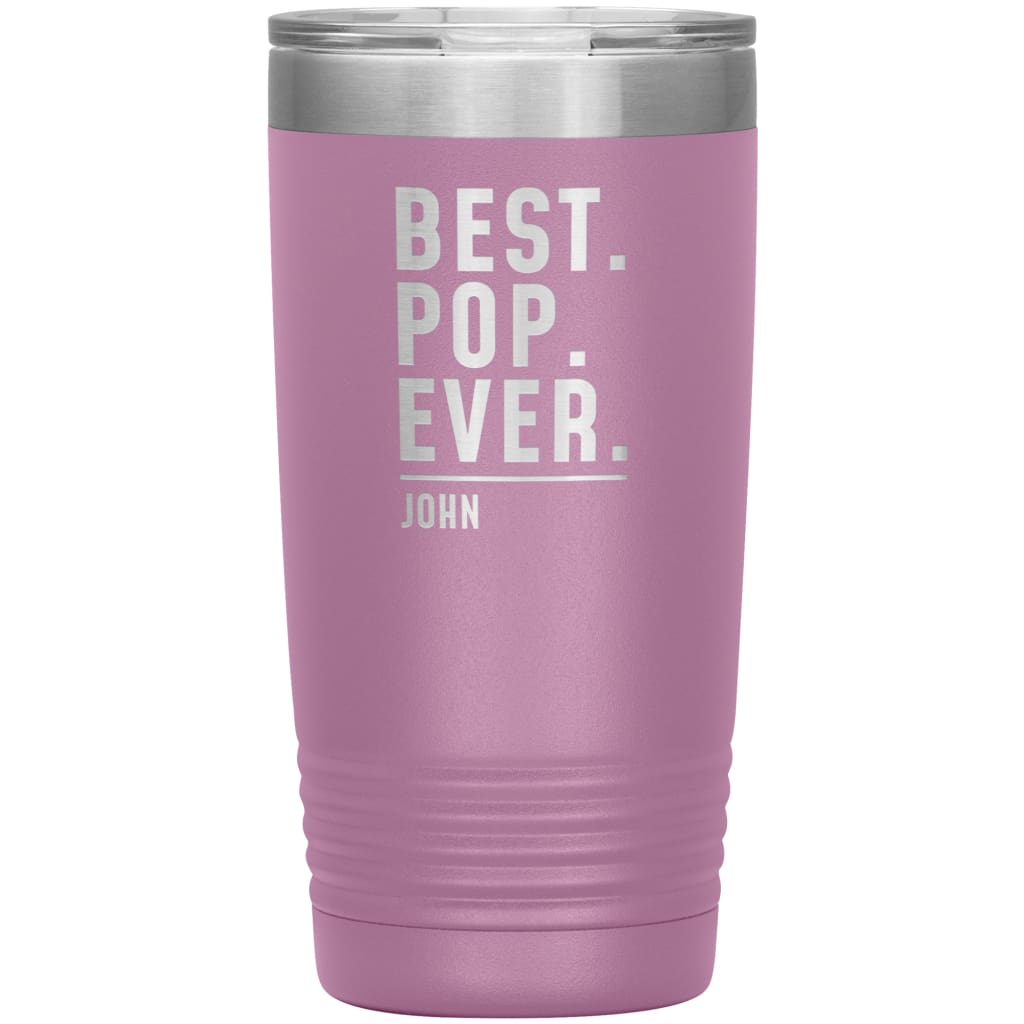 Personalized Pop Gifts Custom Name Gift for Pop Christmas Birthday Father’s Day Pop Coffee Travel Mug 20oz Tumbler $24.99 | Light Purple 