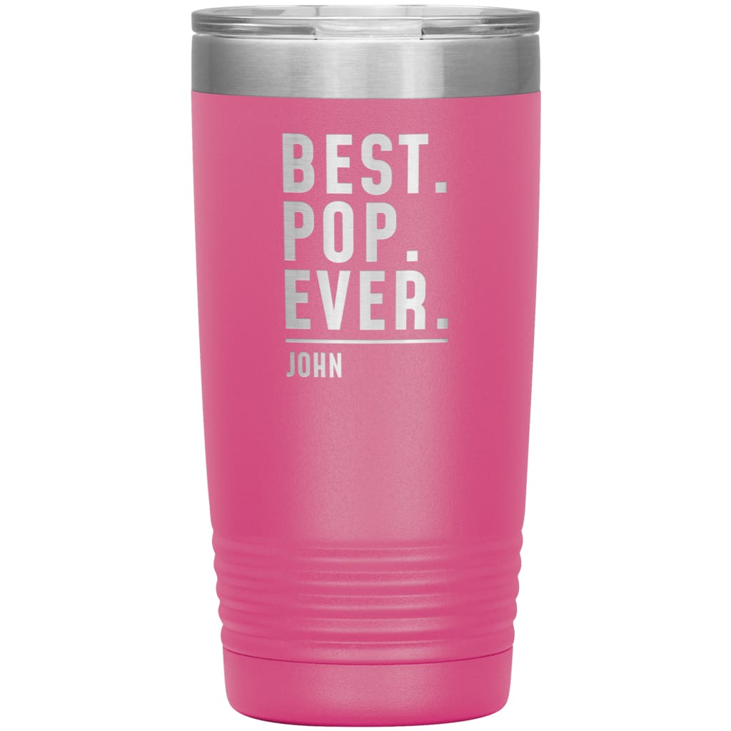 Personalized Pop Gifts Custom Name Gift for Pop Christmas Birthday Father’s Day Pop Coffee Travel Mug 20oz Tumbler $24.99 | Pink Tumblers