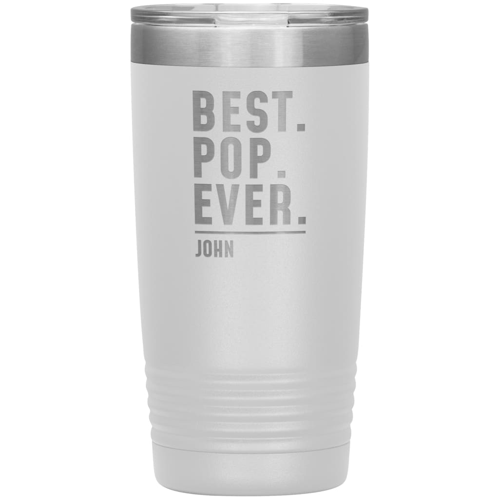 Personalized Pop Gifts Custom Name Gift for Pop Christmas Birthday Father’s Day Pop Coffee Travel Mug 20oz Tumbler $24.99 | White Tumblers