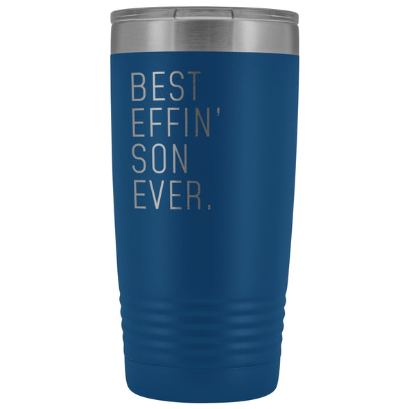 Personalized Son Gift: Best Effin Son Ever. Insulated Tumbler 20oz $29.99 | Blue Tumblers