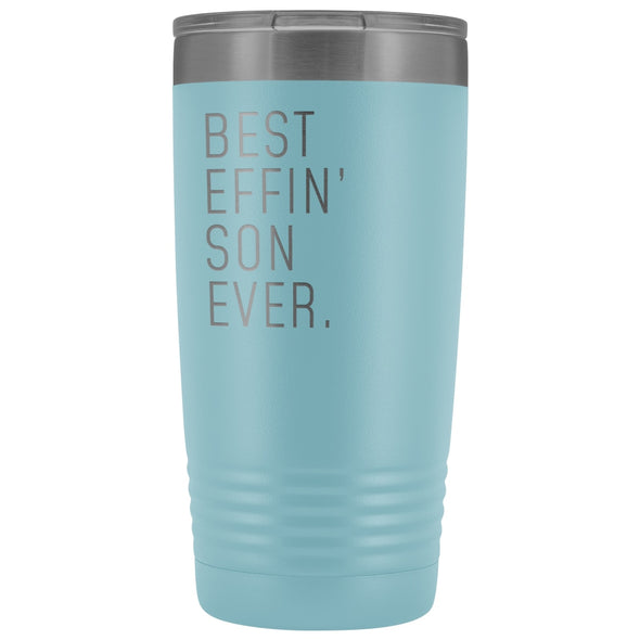 Personalized Son Gift: Best Effin Son Ever. Insulated Tumbler 20oz $29.99 | Light Blue Tumblers