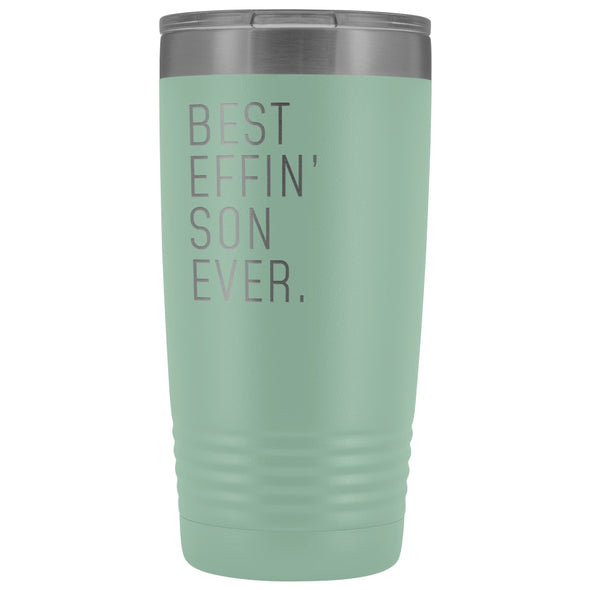 Personalized Son Gift: Best Effin Son Ever. Insulated Tumbler 20oz $29.99 | Teal Tumblers