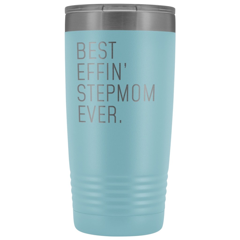 Personalized Stepmom Gift: Best Effin Stepmom Ever. Insulated Tumbler 20oz $29.99 | Light Blue Tumblers