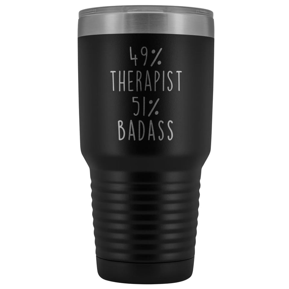 Personalized Therapist Gift: 49% Therapist 51% Badass Vacuum Insulated Tumbler 30oz