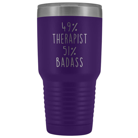 Personalized Therapist Gift: 49% Therapist 51% Badass Vacuum Insulated Tumbler 30oz $39.99 | Purple Tumblers