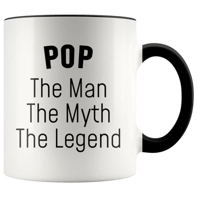 Pop Gifts Pop The Man The Myth The Legend Pop Grandpa Christmas Birthday Father’s Day Coffee Mug $14.99 | Black Drinkware