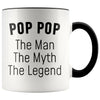 Pop Pop Gifts Pop Pop The Man The Myth The Legend Pop Pop Grandpa Christmas Birthday Father’s Day Coffee Mug $14.99 | Black Drinkware