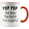 Pop Pop Gifts Pop Pop The Man The Myth The Legend Pop Pop Grandpa Christmas Birthday Father’s Day Coffee Mug $14.99 | Orange Drinkware