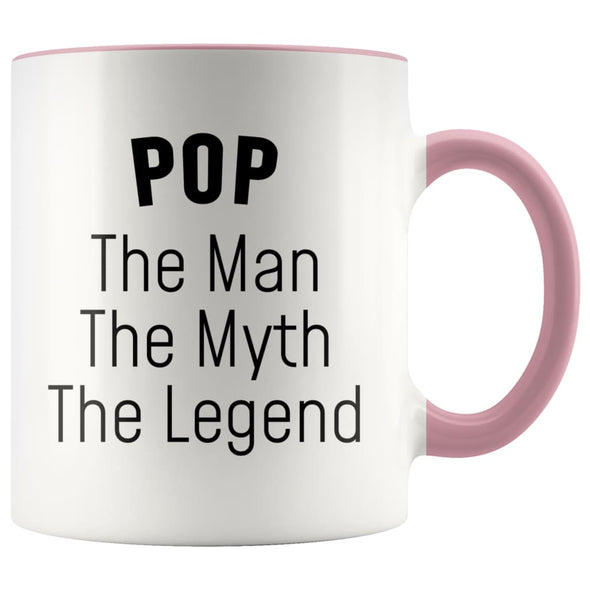 Pop Gifts Pop The Man The Myth The Legend Pop Grandpa Christmas Birthday Father’s Day Coffee Mug $14.99 | Pink Drinkware
