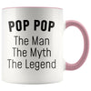 Pop Pop Gifts Pop Pop The Man The Myth The Legend Pop Pop Grandpa Christmas Birthday Father’s Day Coffee Mug $14.99 | Pink Drinkware