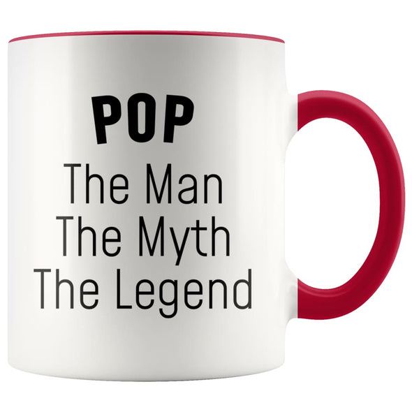Pop Gifts Pop The Man The Myth The Legend Pop Grandpa Christmas Birthday Father’s Day Coffee Mug $14.99 | Red Drinkware