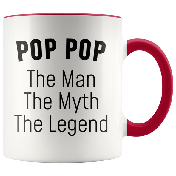 Pop Pop Gifts Pop Pop The Man The Myth The Legend Pop Pop Grandpa Christmas Birthday Father’s Day Coffee Mug $14.99 | Red Drinkware