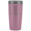 Pop Pop Gifts Pop Pop The Man The Myth The Legend Stainless Steel Vacuum Travel Mug Insulated Tumbler 20oz $31.99 | Light Purple Tumblers