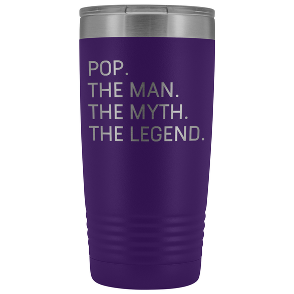 Pop Gifts Pop The Man The Myth The Legend Stainless Steel Vacuum Travel Mug Insulated Tumbler 20oz $31.99 | Purple Tumblers
