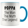 Poppa Gifts Poppa The Man The Myth The Legend Poppa Christmas Birthday Father’s Day Coffee Mug $14.99 | Blue Drinkware