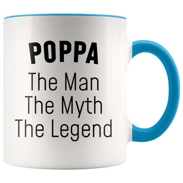 Poppa Gifts Poppa The Man The Myth The Legend Poppa Christmas Birthday Father’s Day Coffee Mug $14.99 | Blue Drinkware