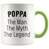 Poppa Gifts Poppa The Man The Myth The Legend Poppa Christmas Birthday Father’s Day Coffee Mug $14.99 | Green Drinkware