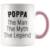 Poppa Gifts Poppa The Man The Myth The Legend Poppa Christmas Birthday Father’s Day Coffee Mug $14.99 | Pink Drinkware