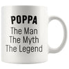 Poppa Gifts Poppa The Man The Myth The Legend Poppa Christmas Birthday Father’s Day Coffee Mug $14.99 | White Drinkware
