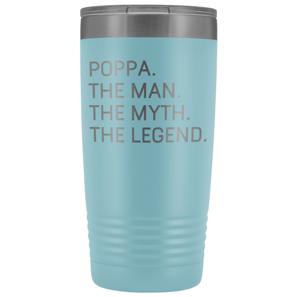 Poppa Gifts Poppa The Man The Myth The Legend Stainless Steel Vacuum Travel Mug Insulated Tumbler 20oz $31.99 | Light Blue Tumblers