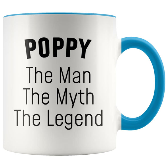 Poppy Gifts Poppy The Man The Myth The Legend Poppy Christmas Birthday Father’s Day Coffee Mug $14.99 | Blue Drinkware