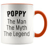 Poppy Gifts Poppy The Man The Myth The Legend Poppy Christmas Birthday Father’s Day Coffee Mug $14.99 | Orange Drinkware