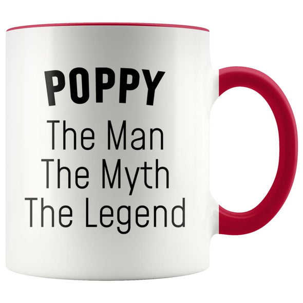 Poppy Gifts Poppy The Man The Myth The Legend Poppy Christmas Birthday Father’s Day Coffee Mug $14.99 | Red Drinkware