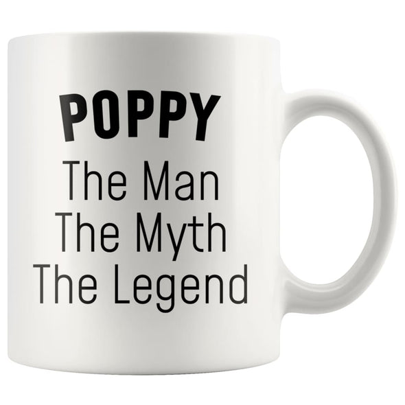 Poppy Gifts Poppy The Man The Myth The Legend Poppy Christmas Birthday Father’s Day Coffee Mug $14.99 | White Drinkware