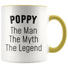 Poppy Gifts Poppy The Man The Myth The Legend Poppy Christmas Birthday Father’s Day Coffee Mug $14.99 | Yellow Drinkware