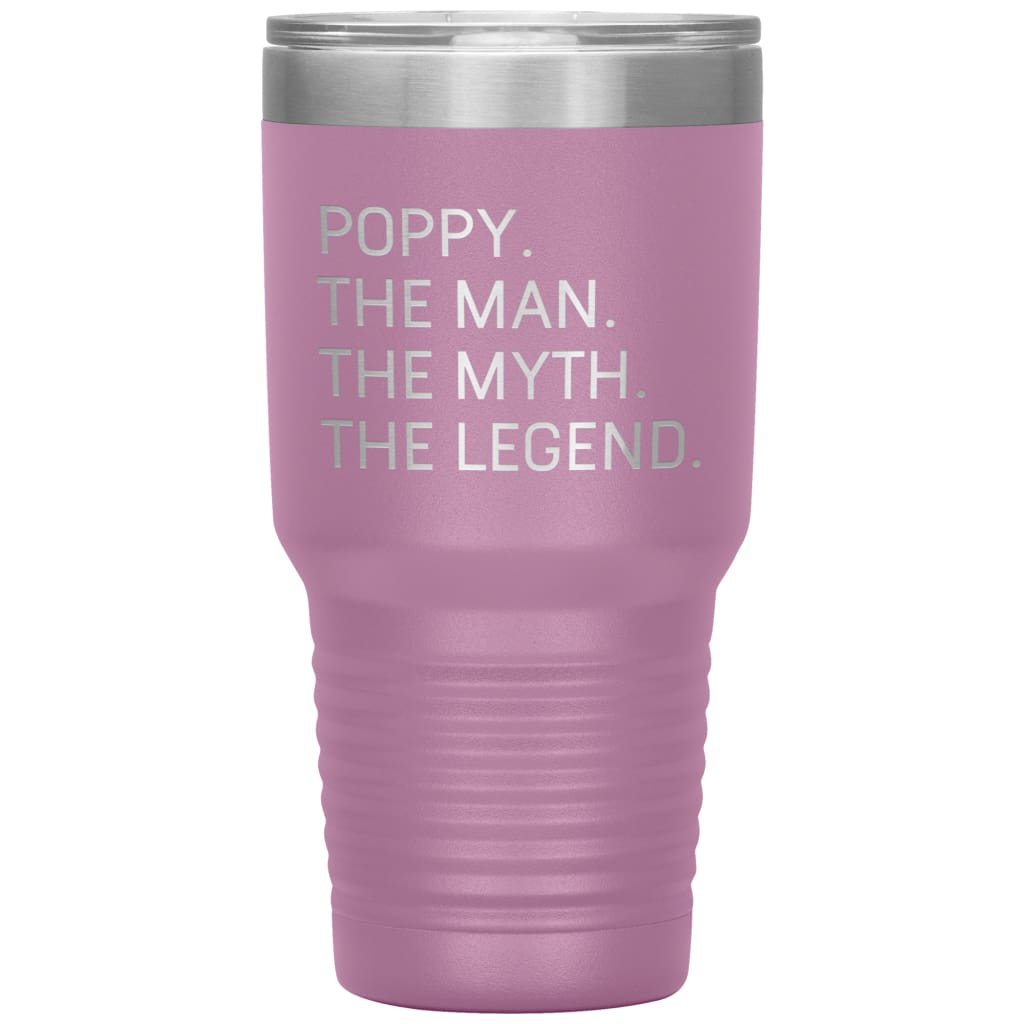 Poppy Gifts The Man The Myth The Legend Gift for Poppy Travel Cup Mug Insulated Vacuum Tumbler 30 oz $39.99 | Light Purple Tumblers