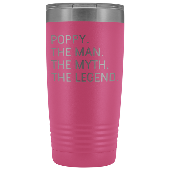 Poppy Gifts Poppy The Man The Myth The Legend Stainless Steel Vacuum Travel Mug Insulated Tumbler 20oz $31.99 | Pink Tumblers
