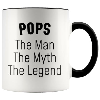 Pops Gifts Pops The Man The Myth The Legend Pops Grandpa Christmas Birthday Father’s Day Coffee Mug $14.99 | Black Drinkware