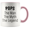 Pops Gifts Pops The Man The Myth The Legend Pops Grandpa Christmas Birthday Father’s Day Coffee Mug $14.99 | Pink Drinkware