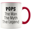 Pops Gifts Pops The Man The Myth The Legend Pops Grandpa Christmas Birthday Father’s Day Coffee Mug $14.99 | Red Drinkware