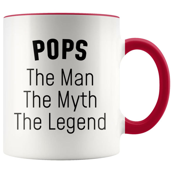 Pops Gifts Pops The Man The Myth The Legend Pops Grandpa Christmas Birthday Father’s Day Coffee Mug $14.99 | Red Drinkware