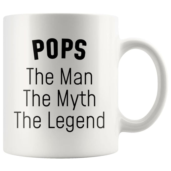 Pops Gifts Pops The Man The Myth The Legend Pops Grandpa Christmas Birthday Father’s Day Coffee Mug $14.99 | White Drinkware