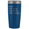 Pops Gifts Pops The Man The Myth The Legend Stainless Steel Vacuum Travel Mug Insulated Tumbler 20oz $31.99 | Blue Tumblers